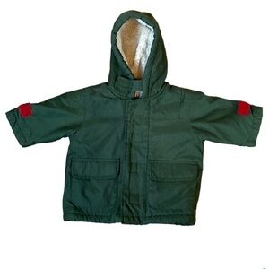 Baby Gap olive green winter jacket with Sherpa lining Size 3-6 Months